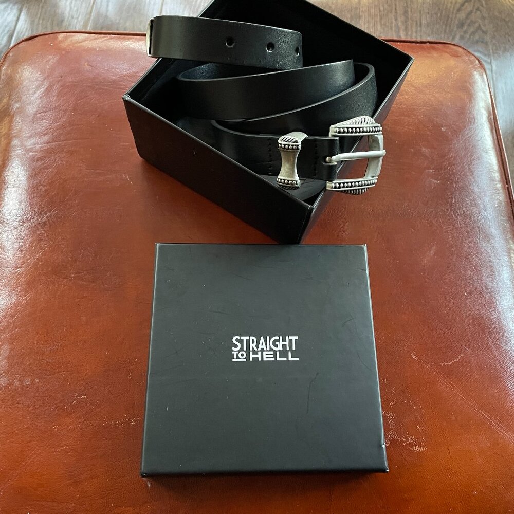 Straight to hell leather belt